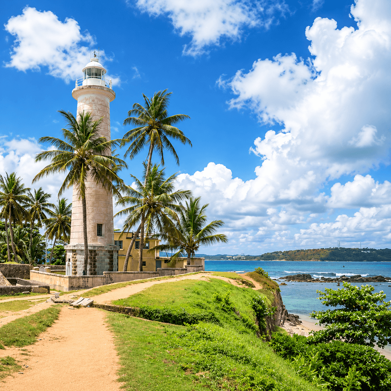 Galle Lighthouse on the ramparts, a short walk from Moi Galle Fort